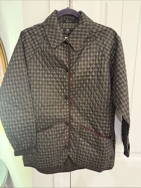 Barbour Quilted Plaid Puffer Jacket - Olive, Brown